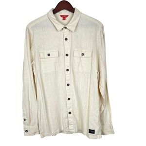 Guess Mens Shirt Sz M Linen Blend Button Down Long Sleeve Travel Lightweight